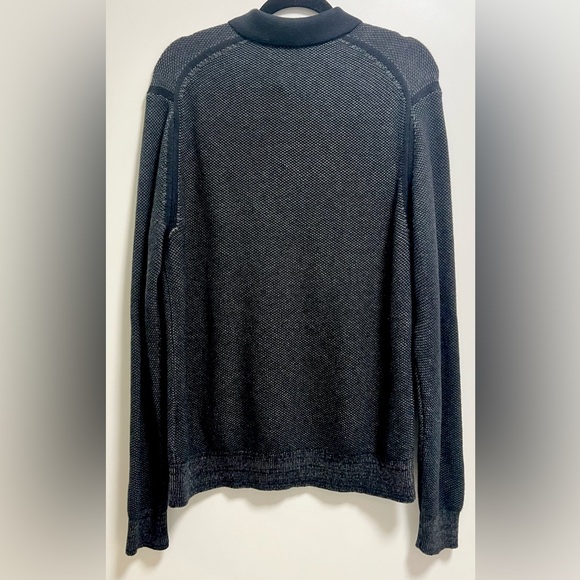 NWT BILLY REID LONG SLEEVE GEO FLOAT JACQUARD POLO BLACK/ASPHALT MEDIUM - Picture 4 of 7